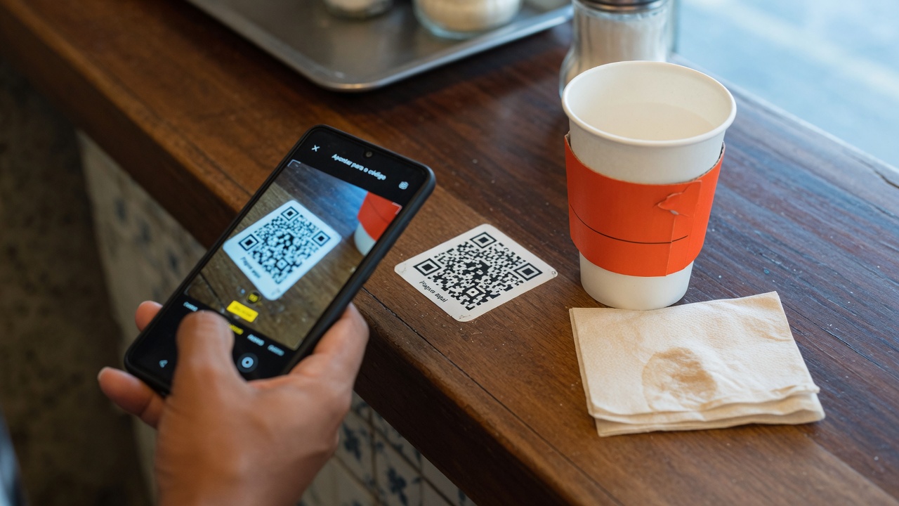 Mostrador con el QR de la tarjeta de fidelidad